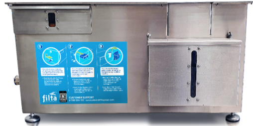 The Filta Cyclone grease management (FOG) unit installed in a commercial kitchen
